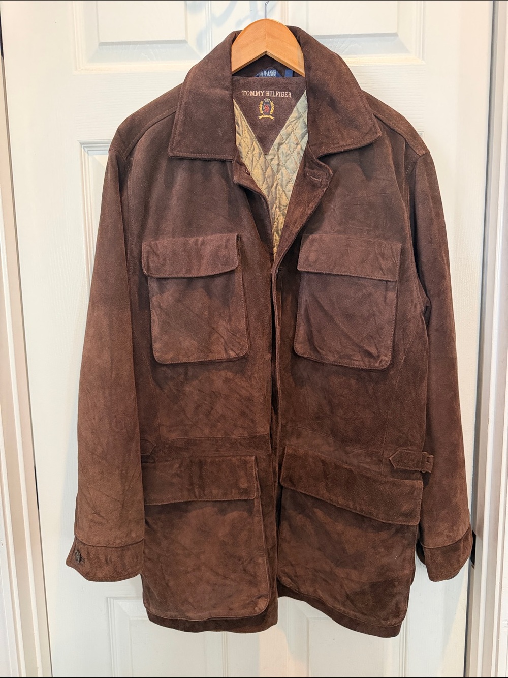 Tommy Hilfiger Rare Vintage 90’s Men's Brown Suede Leather Jacket Size Small